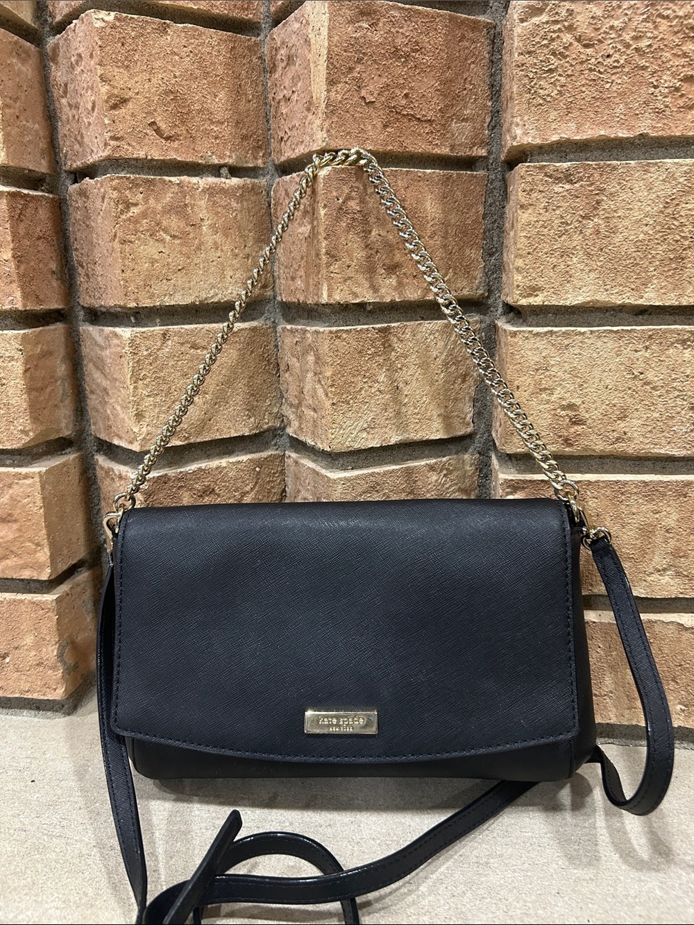Kate Spade Laurel Way Greer Crossbody Shoulder Bag black Saffiano Leather Purse